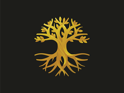 Black Roots Gala Logo Refinement branches design gold illustration illustrator logo roots symbol tree tree logo tree of life vector