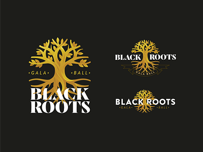 Black Roots Gala Logo branches brand design branding design drawing gala gold illustration illustrator logo roots tree tree logo type typography vector