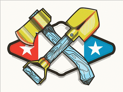 Axe 'n' Shovel america american axe design hard work icon iconic illustration illustrator patriotic shovel vector