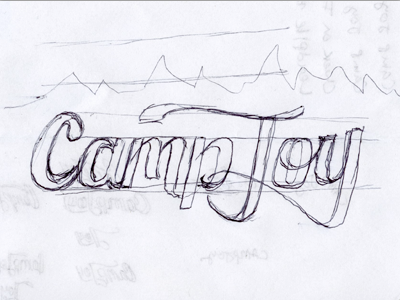 Camp Joy logo camp custom lettering draft illustration logo rendition sketch summer camp typography