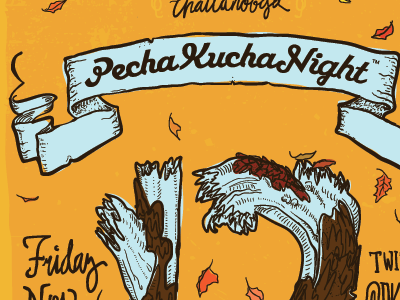 Pecha Kucha Poster autumn drawing event fall illustration illustrator leaves pecha kucha poster