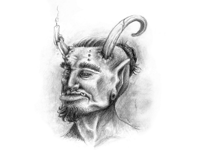 Orc Illustration candle devil fantasy goblin graphite illustration orc pencil traditional
