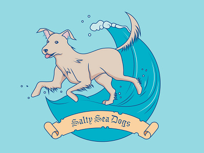 Salty Sea Dogs badge blue dog logo ocean pirate salty sea water wave