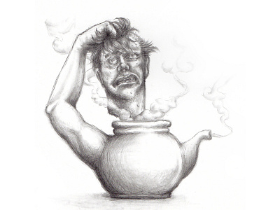 I'm a Little Tea Pot drawing head macabre sketch steam surreal tea tea pot