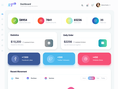 Raytheme Dashboard Mnimize Menu app design icon ui ux web website