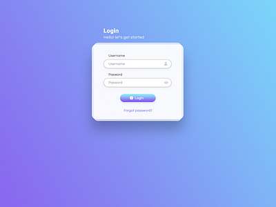 Login page with gradient background and radius box app button design form field from style gradients icon input style login page minimal ui ux web web elements website