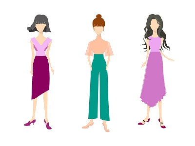 3 Beauties design fashion illustration lady ui women