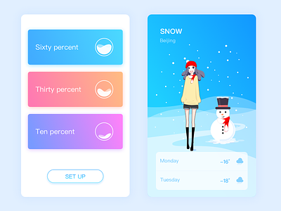 Weather app illustration snowman ui ux weather winter