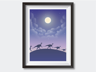 Night of the Dinosaur dinosaur gradient illustration moon night