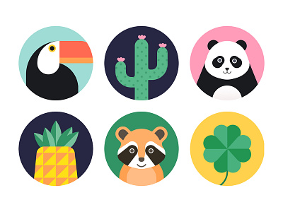 Avatar app cactus four leaf clover icon panda pineapple raccoon toucan
