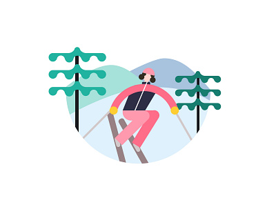 Skiing color fun hill icon illustation ski skiing sport travel trip vacation winter