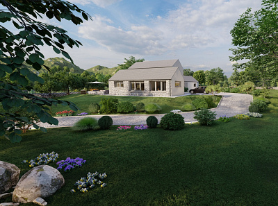 Home Drive & Garden Render 3d 3d design 3d rendering 3d services 3d visualisation architectural planning architectural services architectural technology architectural visualization architecture design digital art exterior render home design house design house planning interior render planning rendering services walkthroughs