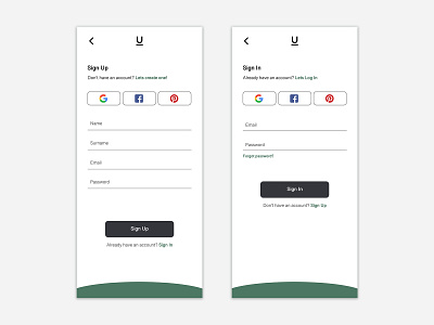 Daily UI Challenge #001 - Sign In / Sign Up design ui