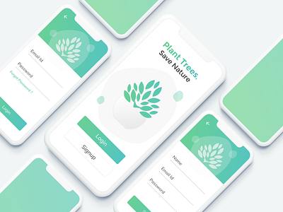 Login / Sign Up Design Concept illustration ios login mobile app nature signin signup trees ui ux