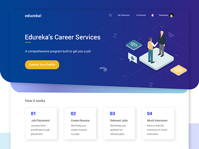 Career Services card career services design e learning education gradient how it works isometric landing page learning ui ux webpage