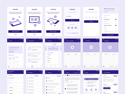 LMS Mobile App Wireframe assignment card design e learning education grade illustration learning management system login otp quiz recordings schedule sign in signup ui user interface ux video