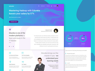 Landing Page card cool colors course design e learning education features gradient reviews salary statistics ui ux