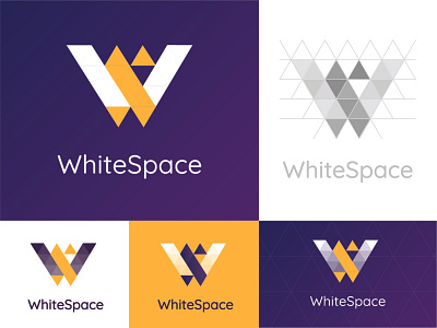 White Space logo branding gradient icon logo logo design logotype purple triangle typography vector white whitespace yellow