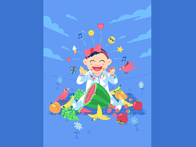 Birthday Girl cartoon character character design cute flat food illustration vector