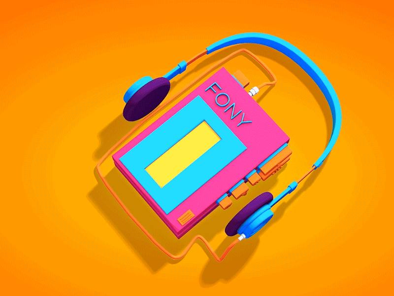 Walkman Party 3d after effects animated gif cinema4d music walkman