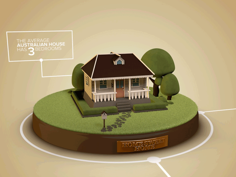 House 3d after effects animated gif cinema4d house model