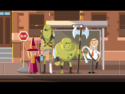 Role Playing Graham - Styleframe (The Bus Stop) animated short character design geek illustration rpg vector