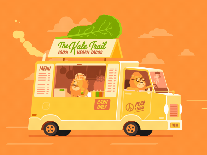 Manimals #1 - Vegan Lions after effects animals animated gif food lion loop vector