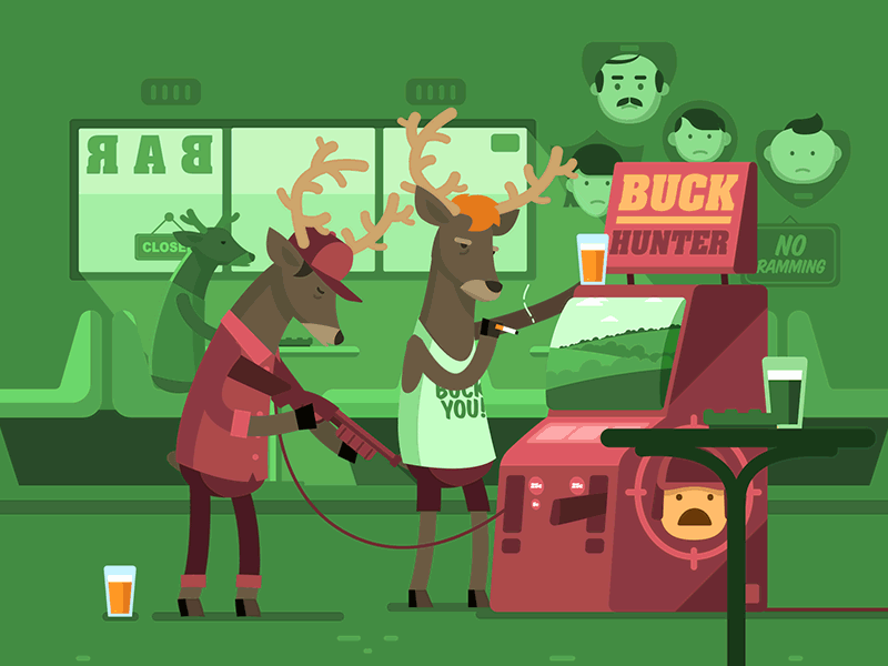 Manimals #2 - Buck Hunter after effects animals animated gif arcade buck deer loop pub vector