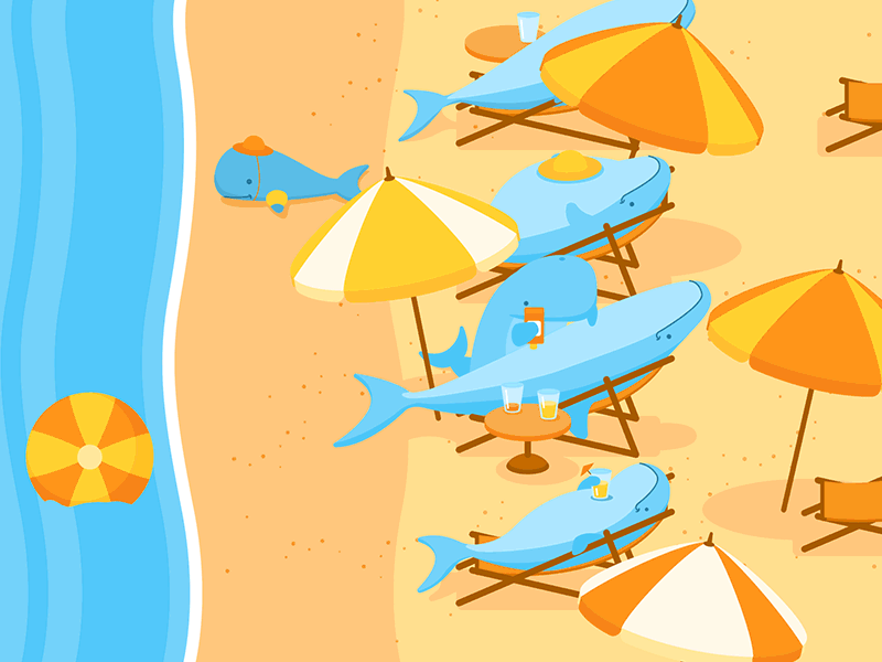 Manimals #4 - Beach Whales after effects animated gif beach loop summer vector whales