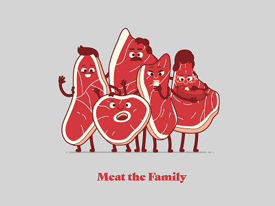 Meat the Family beef characters dad family meat mom sausage steak vector