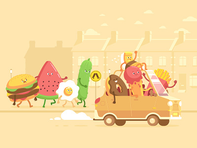 Apple - Today Tab - Movesum #1 character character design donut egg food fries hamburger ice cream junk food sushi watermelon