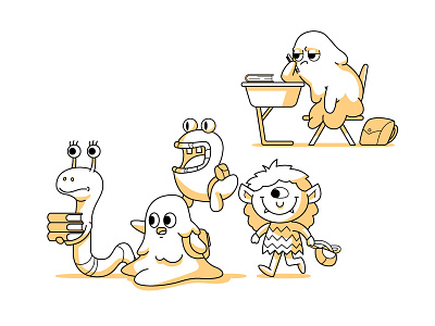 Rob the Blob character design kids line art monster vector