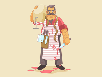 The Butcher butcher cartoon character design food meat vector