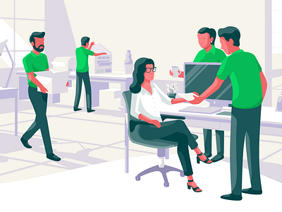 Exetel - Corporate Site Hero Header illustration internet office vector workplace