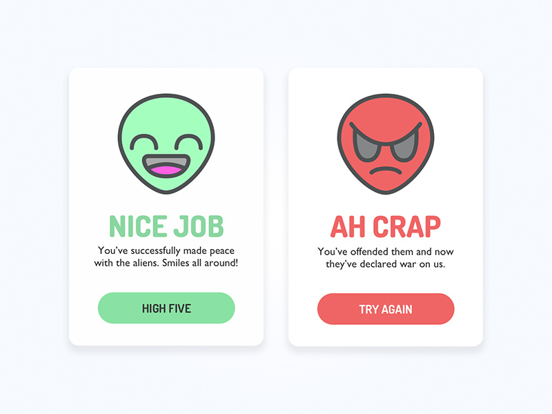 Daily UI Challenge #011 - Flash Message simple clean cards alien message flash 011 dailyui challenge ui daily
