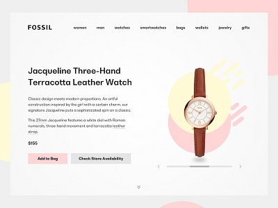 Fossil Watch clean concept design fossil page product simple ui watch web womens