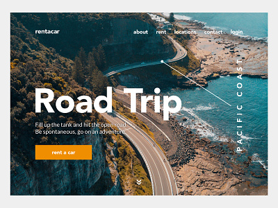 Road Trip car concept design homepage rent road road trip simple ui web