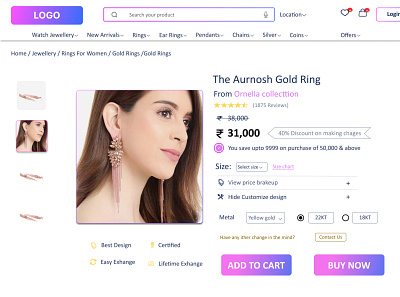 Jewellery Cart Page cartpage design figma illustration uiux webdesign