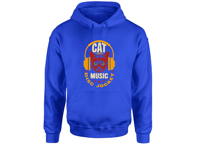 CAT MUSIC DISK JOCKEY HOODIE DESIGN design graphic design t shirt t shirt design typography