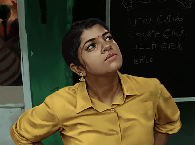 Fan art - Bommi | Actress Aparna Balamurali | Soorarai pottru art digital painting drawing fanart fineart photoshop painting portrait portrait art