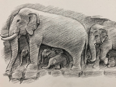 Pencil drawing | Arjuna’s Penance at mahabalipuram art elephant mahabalipuram monument monumentmahabalipuram pencil drawing