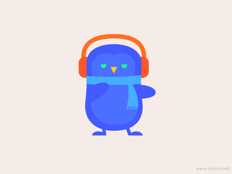 Techno Penguin animated headphones music penguin techno