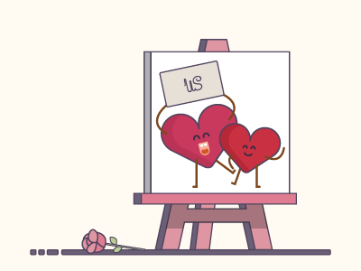 Us easel heart love rose valentine vector illustration