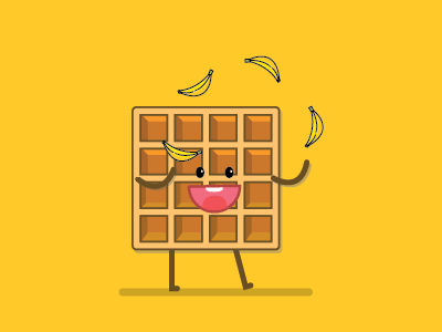 Mr Waffle banana character design food happy illustration waffle yellow