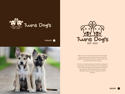 Twins Dogs : Pet & Animals Logo branding design graphic design illustration logo