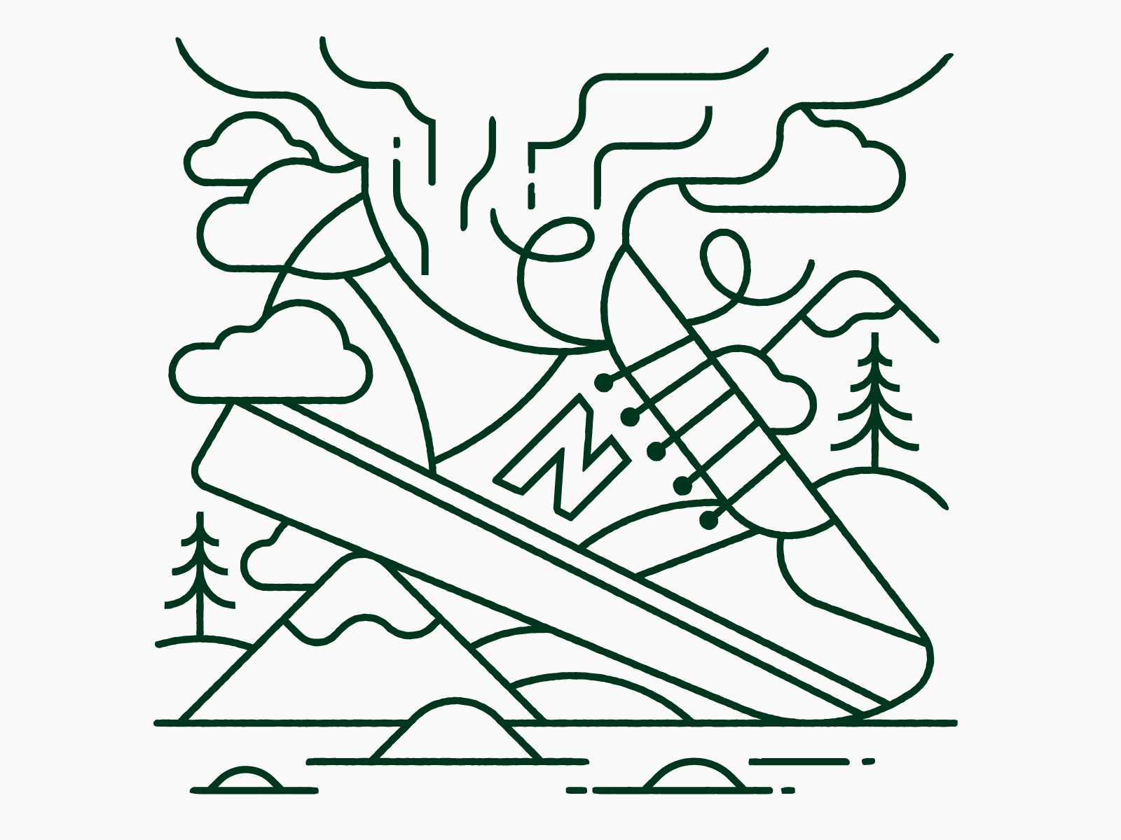 Stinky New Balance's toronto design trees illustration illustrator vector lineart mountain stink shoe 420
