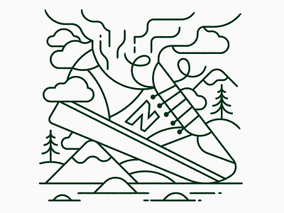 Stinky New Balance's 420 design illustration illustrator lineart mountain shoe stink toronto trees vector