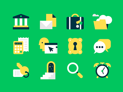 Icons, Icons, Icons (again...) bank calculator green icons key kira lock navigation suitcase tech toronto