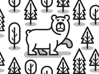 Bear In Woods bear black forrest grey kevin moran trees vector