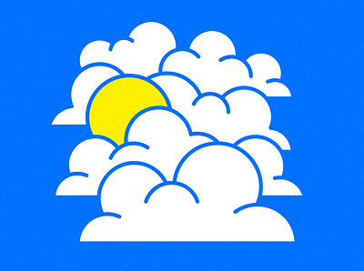 ☁️☀️☁️ blue clouds illustration monoline sky sun yellow